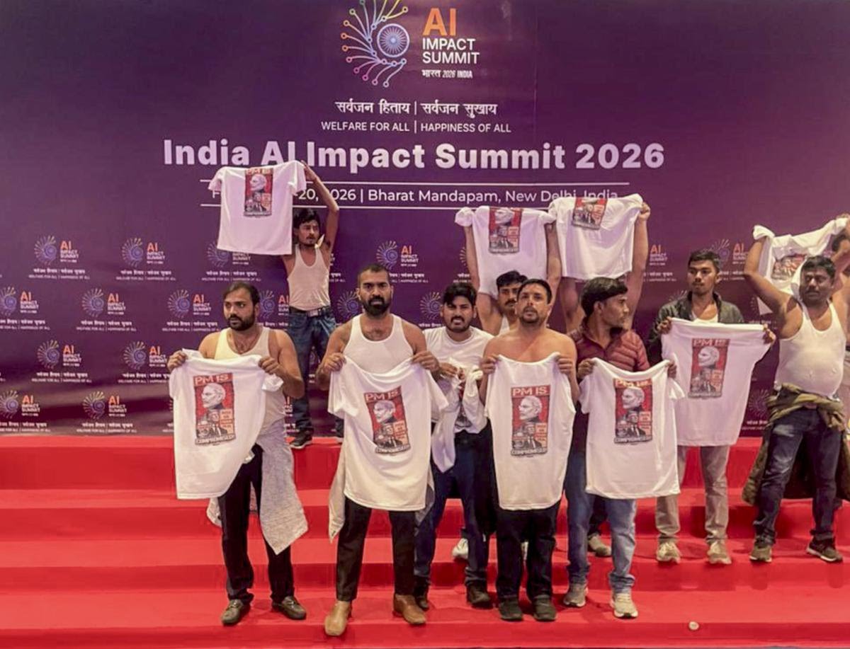 Shirtless protest at AI Summit: Delhi Police nabs Youth Congress worker in Gwalior, total arrests 5