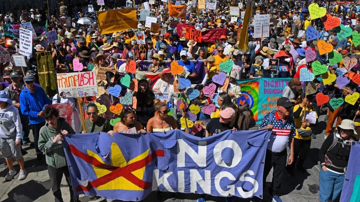 Put down the crown, clown’: Anti-Trump rallies with slogans ‘No Kings’ draw crowds across US, Europe